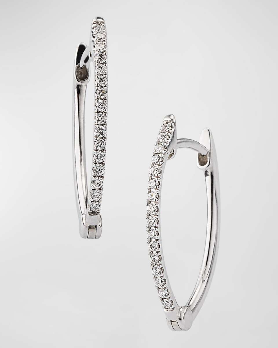 Sparkle 18K White Gold Petite V-Shape Diamond Hoop Earrings